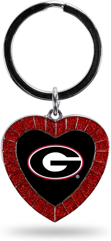 Rico NCAA Georgia Bulldogs Rhinestone Heart Colored Keychain