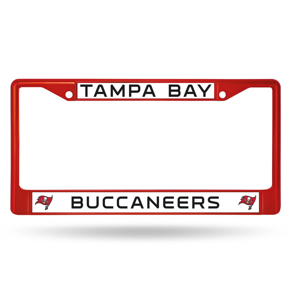 Rico NFL Tampa Bay Buccaneers Colored Auto Tag Chrome Frame FCC Red