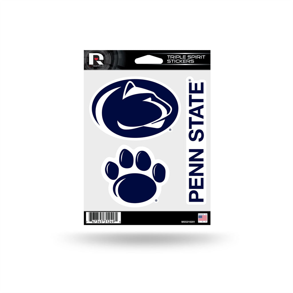 Rico NCAA Penn State Nittany Lions Triple Spirit Stickers 3 Pack Team Decals