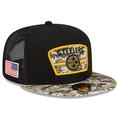 New Era NFL Men's Pittsburgh Steelers 2021 Salute To Service 9FIFTY Snapback Hat Black/Camo One Size