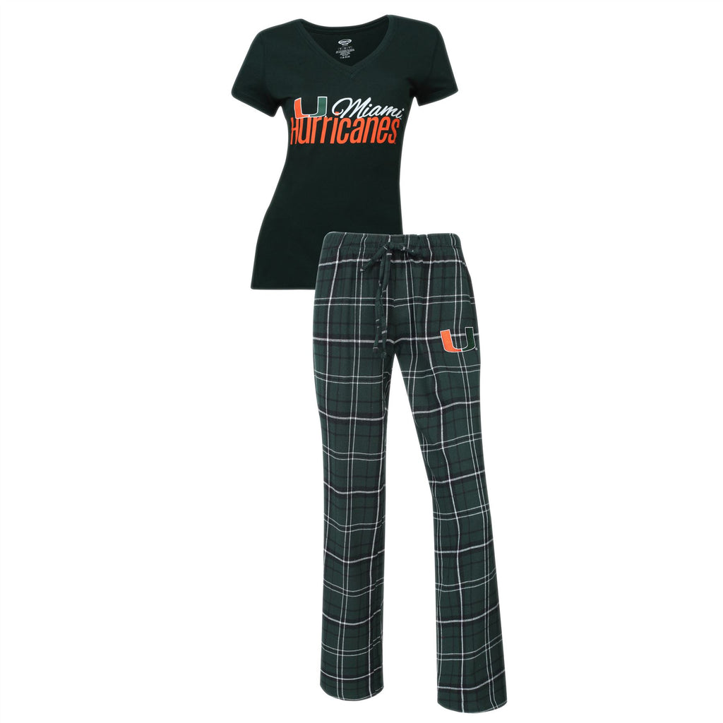 Concept Sports NCAA Women's Miami Hurricanes Halftime Pant And S/S Top Set