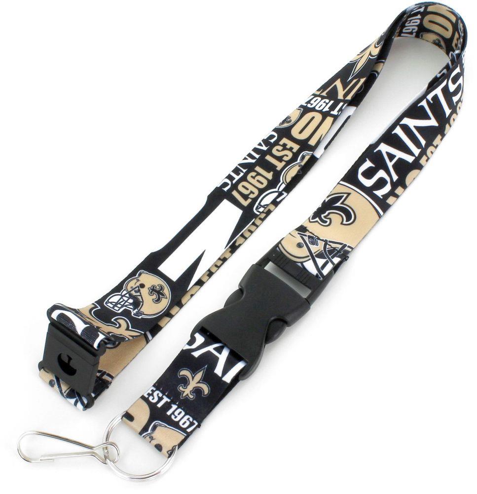Aminco NFL New Orleans Saints Dynamic Lanyard Keychain Badge Holder With Safety Clip