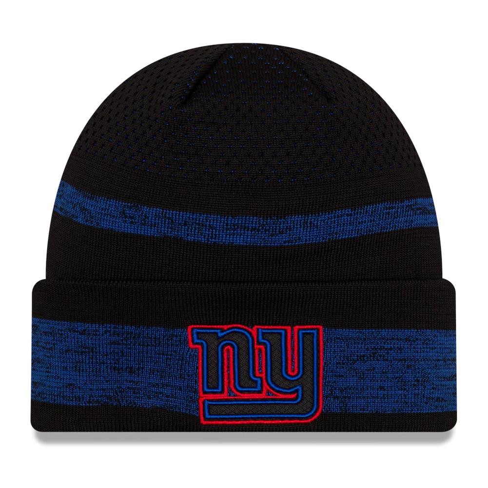 New Era NFL Men's New York Giants 2021 Official Sideline Tech Knit Beanie Black/Blue One Size