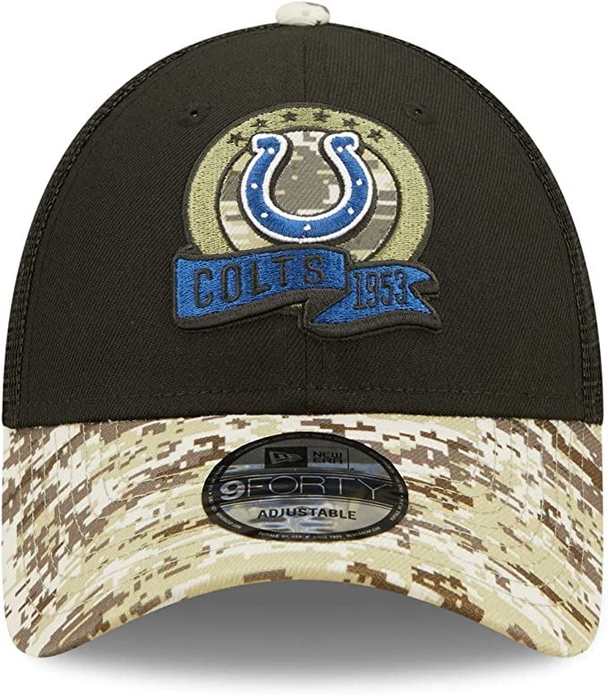 New Era NFL Men's Indianapolis Colts 2022 Salute To Service 9Forty Snapback Adjustable Hat Black/Digital Camo