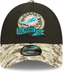 New Era NFL Men's Miami Dolphins 2022 Salute To Service 9Forty Snapback Adjustable Hat Black/Digital Camo