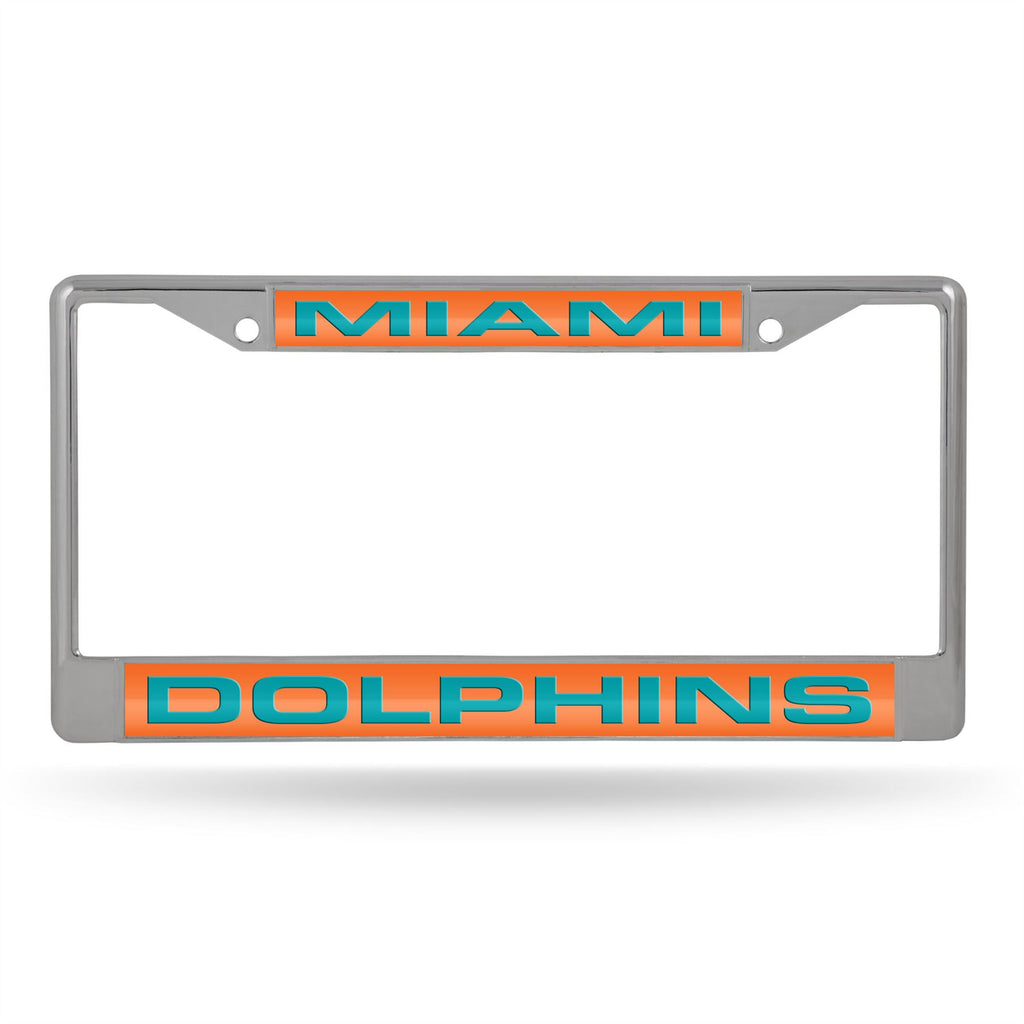 Rico NFL Miami Dolphins Auto Tag Laser Chrome Frame FCL