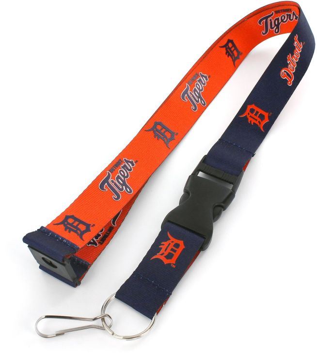 Aminco MLB Detroit Tigers Reversible Lanyard Keychain Badge Holder With Safety Clip