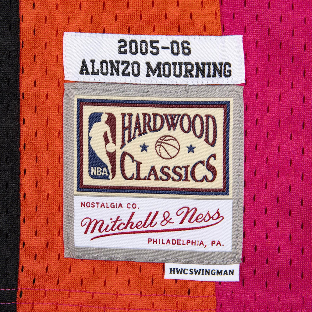 Men's Mitchell & Ness Alonzo Mourning White Miami Heat Hardwood Classics  Swingman Jersey