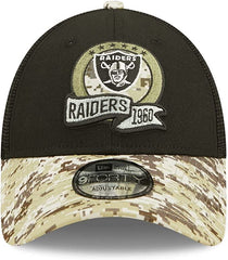 New Era NFL Men's Las Vegas raiders 2022 Salute To Service 9Forty Snapback Adjustable Hat Black/Digital Camo