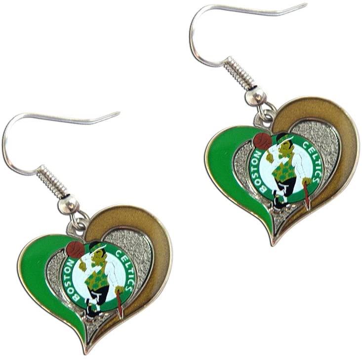 Aminco NBA Women's Boston Celtics Swirl Heart Earrings