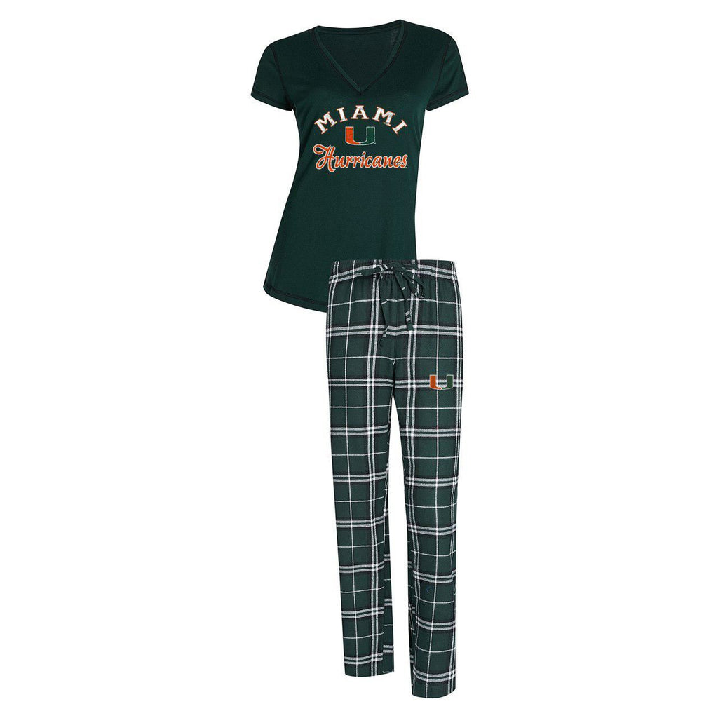 Concept Sports NCAA Women's Miami Hurricanes Duo Shirt And Pants Pajama Sleepwear Set