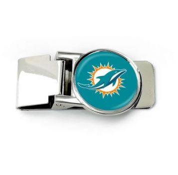 Aminco NFL Miami Dolphins Classic Hinged Money Clip Silver