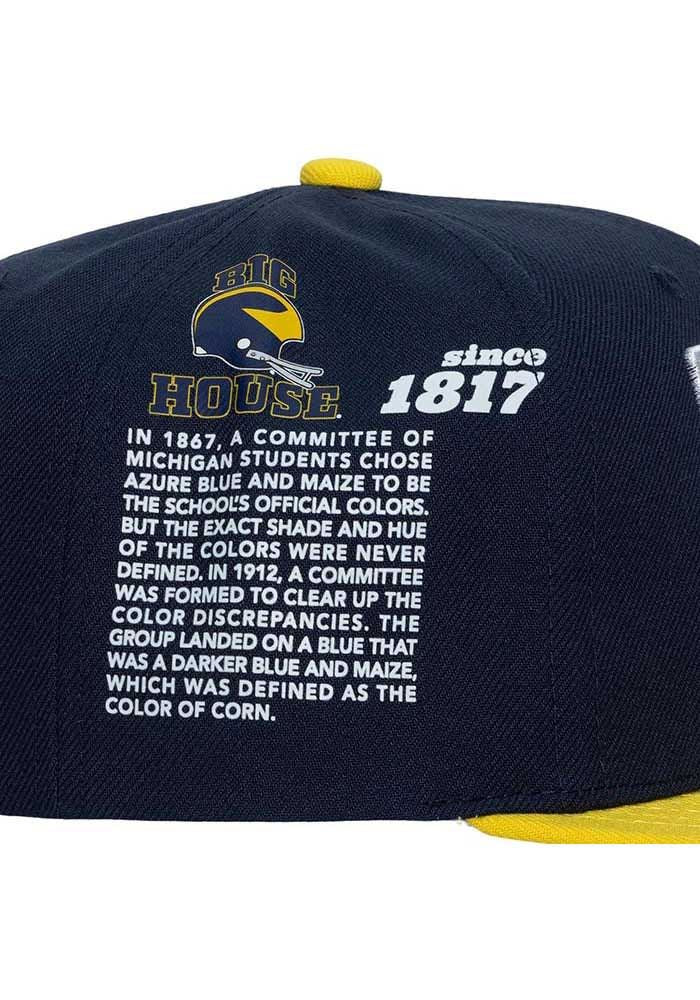 Mitchell & Ness NCAA Men's Michigan Wolverines Team Origins HWC Snapback Adjustable Hat Navy/Yellow