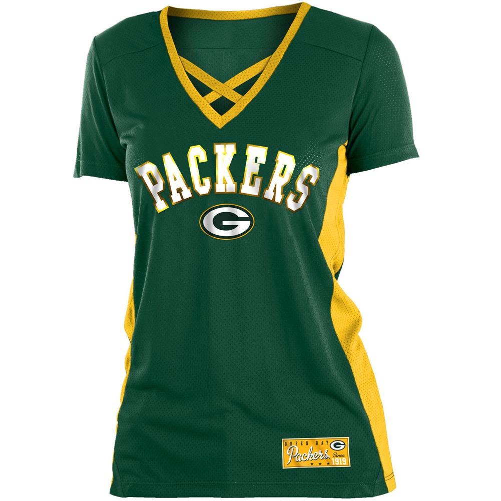 New Era NFL Women's Green Bay Packers Poly Mesh Lattice T-Shirt