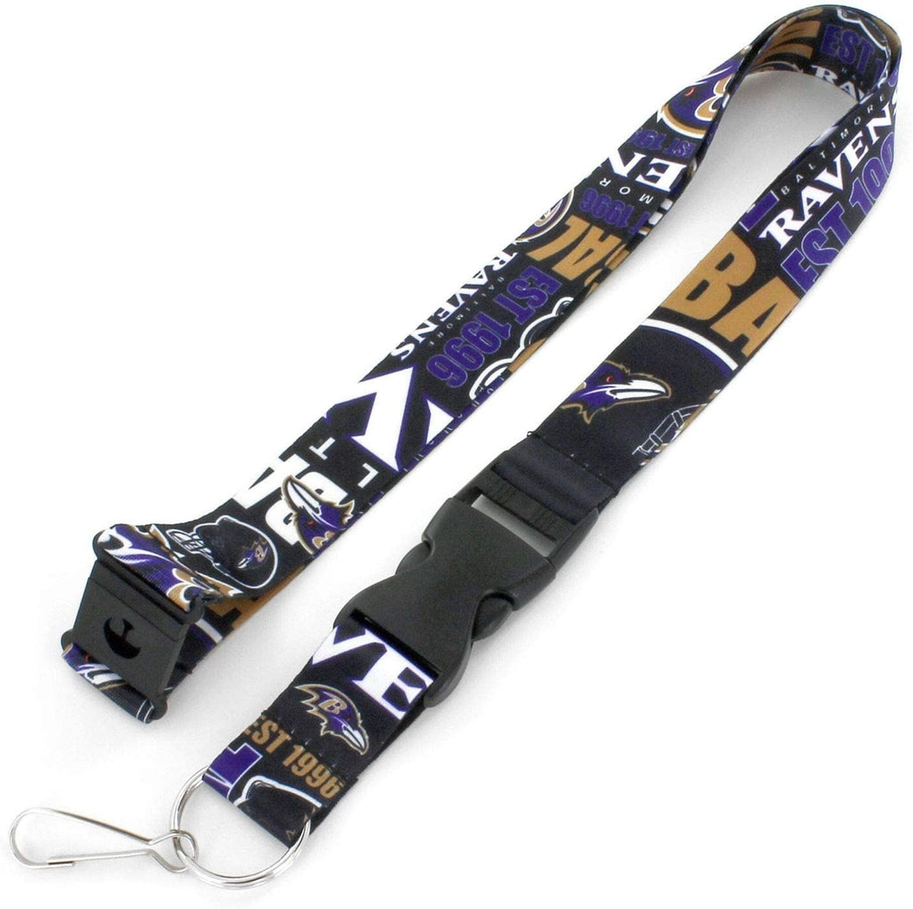 Aminco NFL Baltimore Ravens Dynamic Lanyard Keychain Badge Holder With Safety Clip