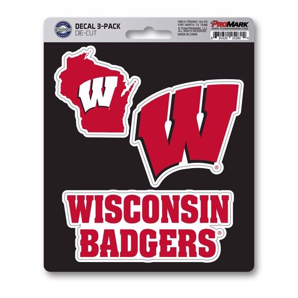 Fanmats NCAA Wisconsin Badgers Team Decal - Pack of 3