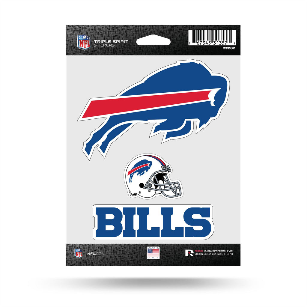 Rico NFL Buffalo Bills Triple Spirit Stickers 3 Pack Team Decals