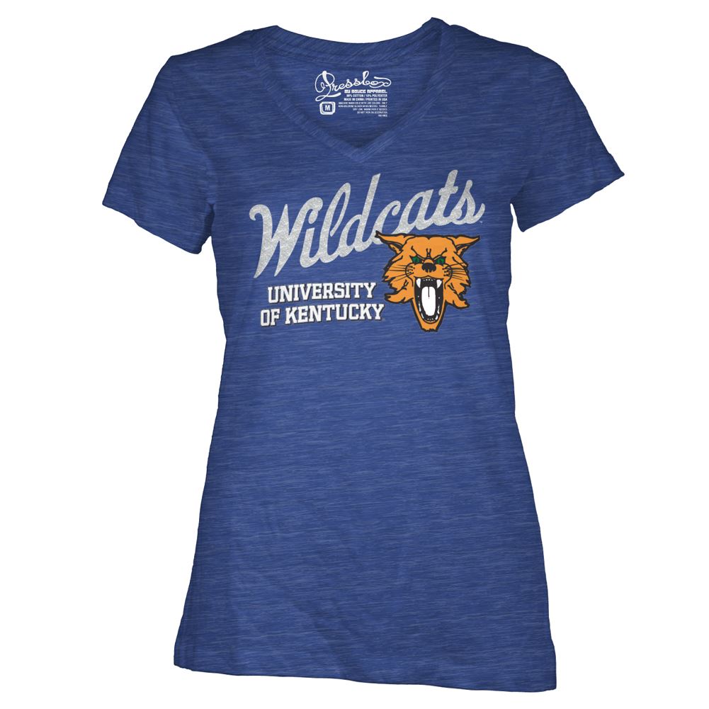 Three Square NCAA Women's Kentucky Wildcats Lady Bird Glitter V-Neck T-Shirt