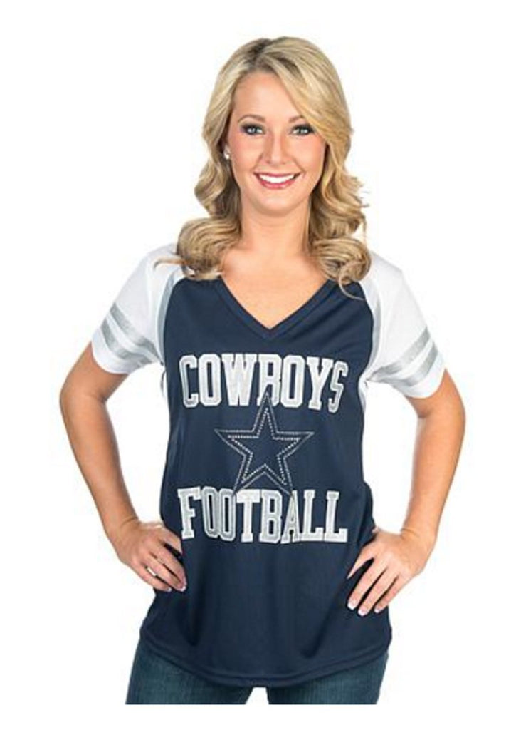 DCM Women's Navy Dallas Cowboys Baker Jersey V-Neck T-Shirt