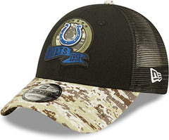 New Era NFL Men's Indianapolis Colts 2022 Salute To Service 9Forty Snapback Adjustable Hat Black/Digital Camo