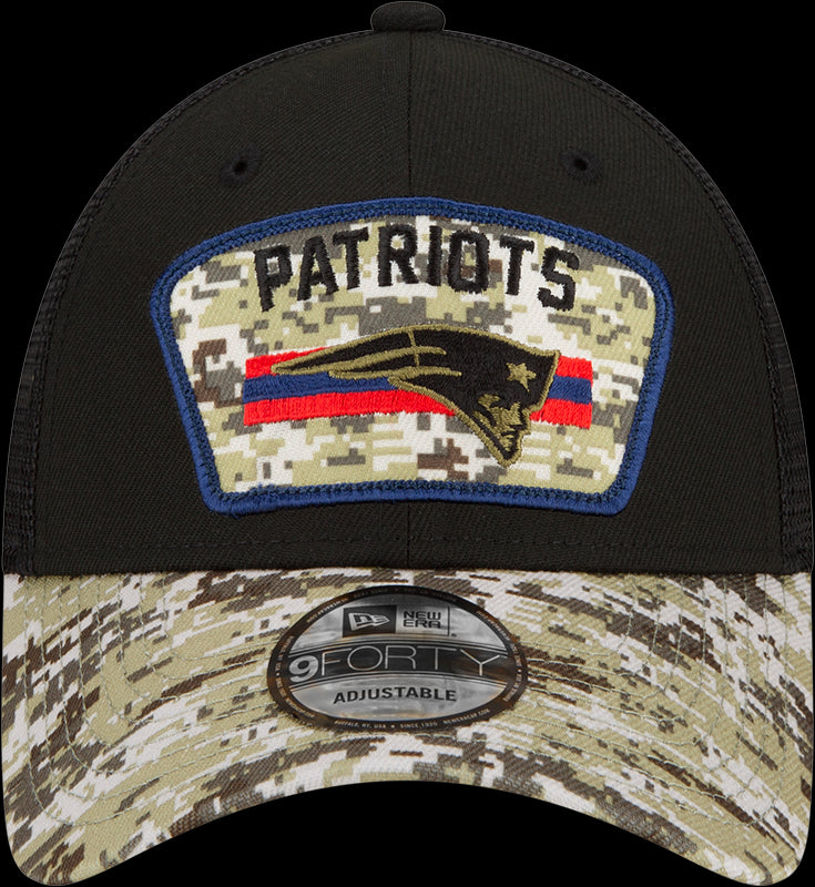 New Era NFL Men's New England Patriots 2021 Salute To Service 9Forty Snapback Adjustable Hat Black/Digital Cam