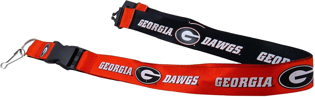 Aminco NCAA Georgia Bulldogs Reversible Lanyard Keychain Badge Holder With Safety Clip