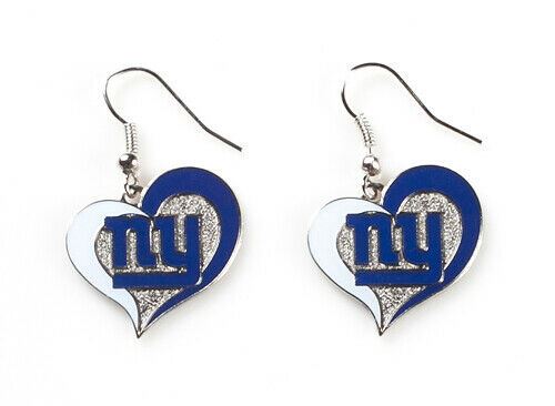 Aminco NFL Women's New York Giants Swirl Heart Earrings