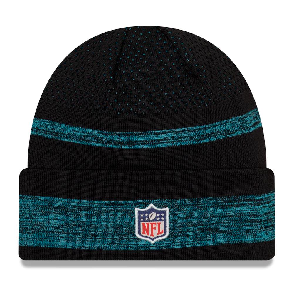 New Era NFL Men's Jacksonville Jaguars 2021 Official Sideline Tech Knit Beanie Black/Teal One Size