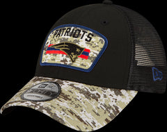New Era NFL Men's New England Patriots 2021 Salute To Service 9Forty Snapback Adjustable Hat Black/Digital Cam
