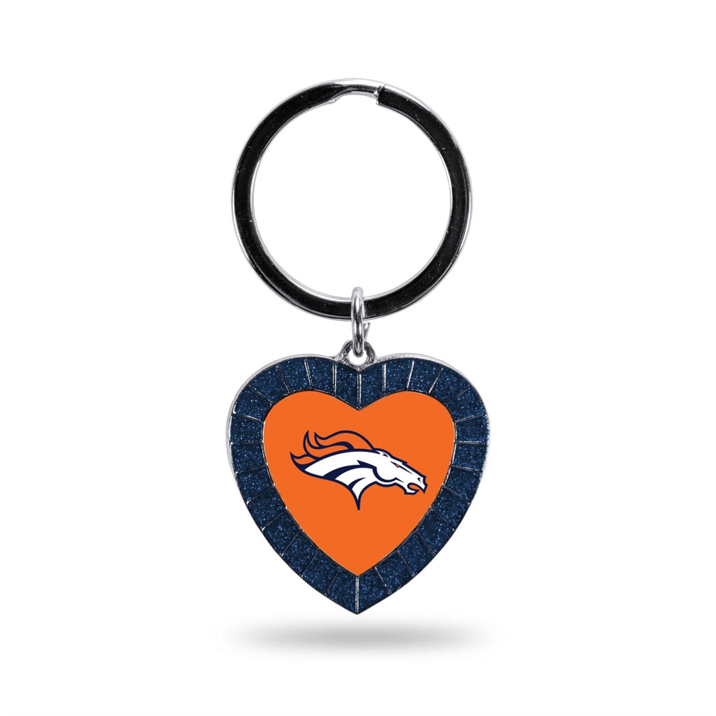 Rico NFL Denver Broncos Rhinestone Heart Colored Keychain