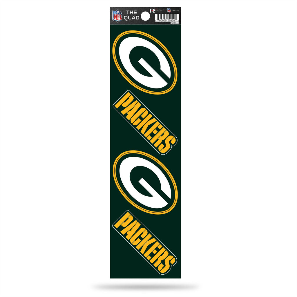 Rico NFL Green Bay Packers The Quad 4 Pack Auto Decal Car Sticker Set QAD