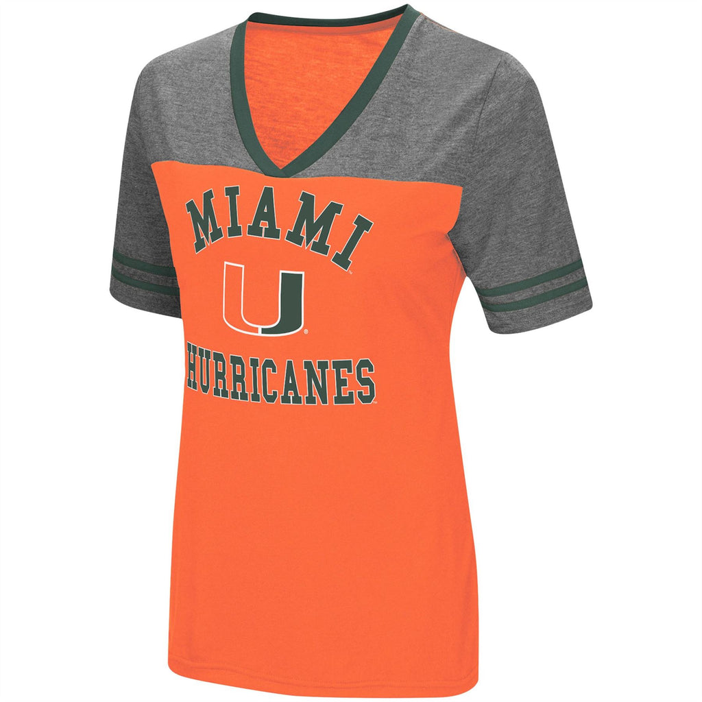 Colosseum NCAA Women's Miami Hurricanes The Whole Package Jersey V-Neck T-Shirt