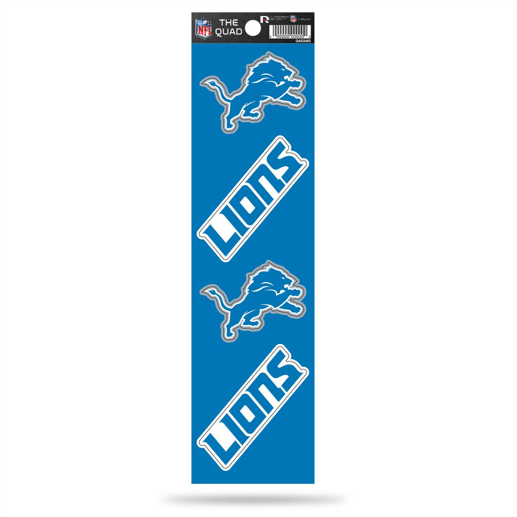 Rico NFL Detroit Lions The Quad 4 Pack Auto Decal Car Sticker Set QAD