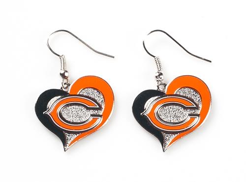 Aminco NFL Women's Chicago Bears Swirl Heart Earrings