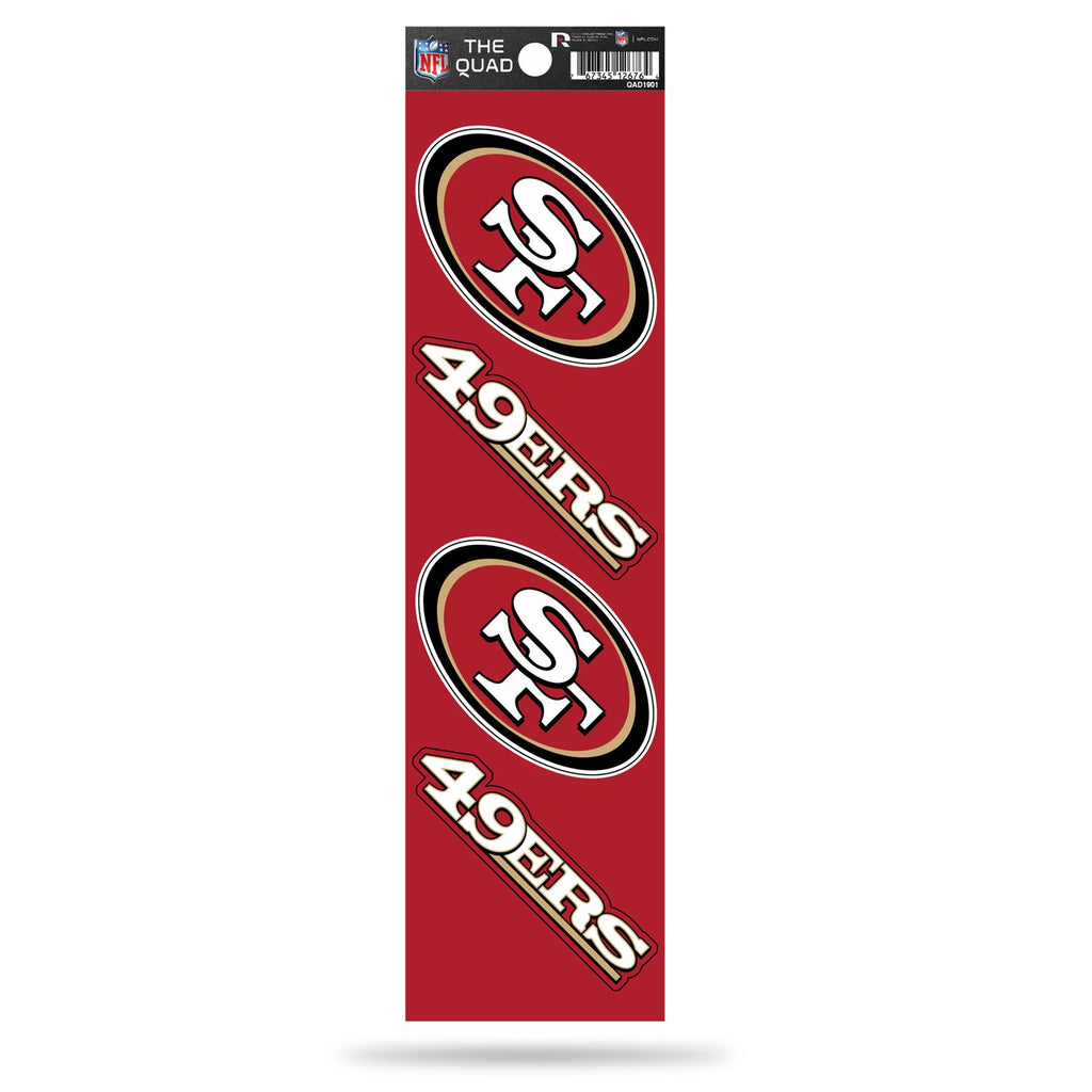 Rico NFL San Francisco 49ers The Quad 4 Pack Auto Decal Car Sticker Set QAD