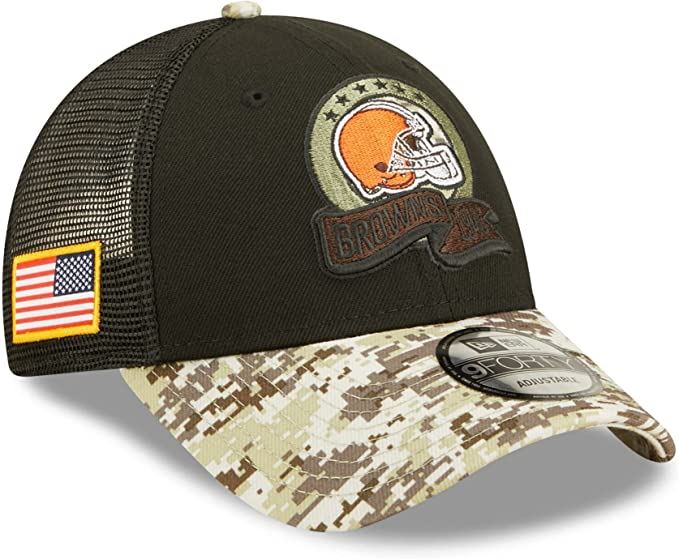 New Era NFL Men's Cleveland Browns 2022 Salute To Service 9Forty Snapback Adjustable Hat Black/Digital Camo