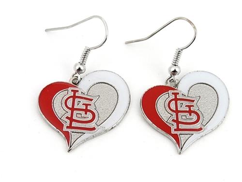 Aminco MLB Women's St. Louis Cardinals Swirl Heart Earrings
