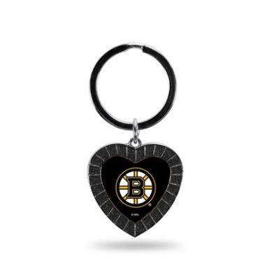 Rico NHL Boston Bruins Rhinestone Heart Colored Keychain
