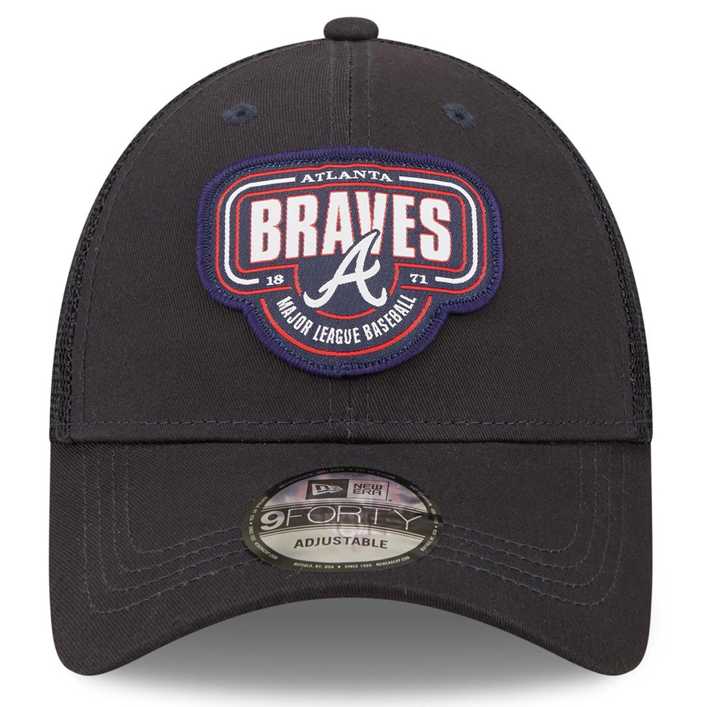 New Era MLB Men's Atlanta Braves Logo Patch 9FORTY Adjustable Snapback Hat Navy OSFM