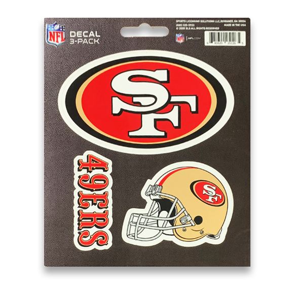 Promark NFL San Francisco 49ers Helmet Logo Wordmark Team Decal - Pack of 3