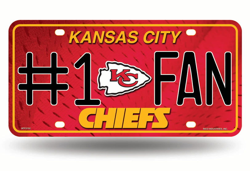 Rico NFL Kansas City Chiefs #1 FAN Auto Metal Tag Car License Plate MTG