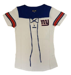 5th & Ocean By New Era NFL Women's New York Giants Baby Jersey Lace-Up T-Shirt