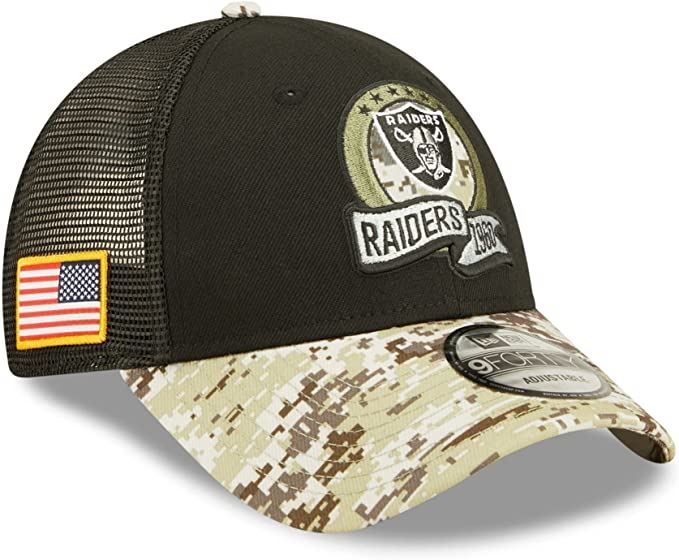 New Era NFL Men's Las Vegas raiders 2022 Salute To Service 9Forty Snapback Adjustable Hat Black/Digital Camo