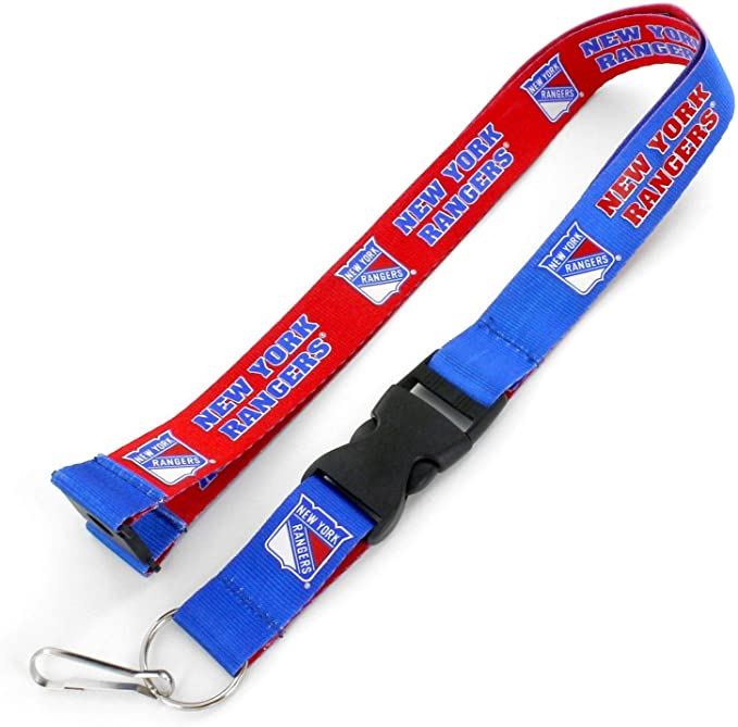 Aminco NHL New York Rangers Reversible Lanyard Keychain Badge Holder With Safety Clip