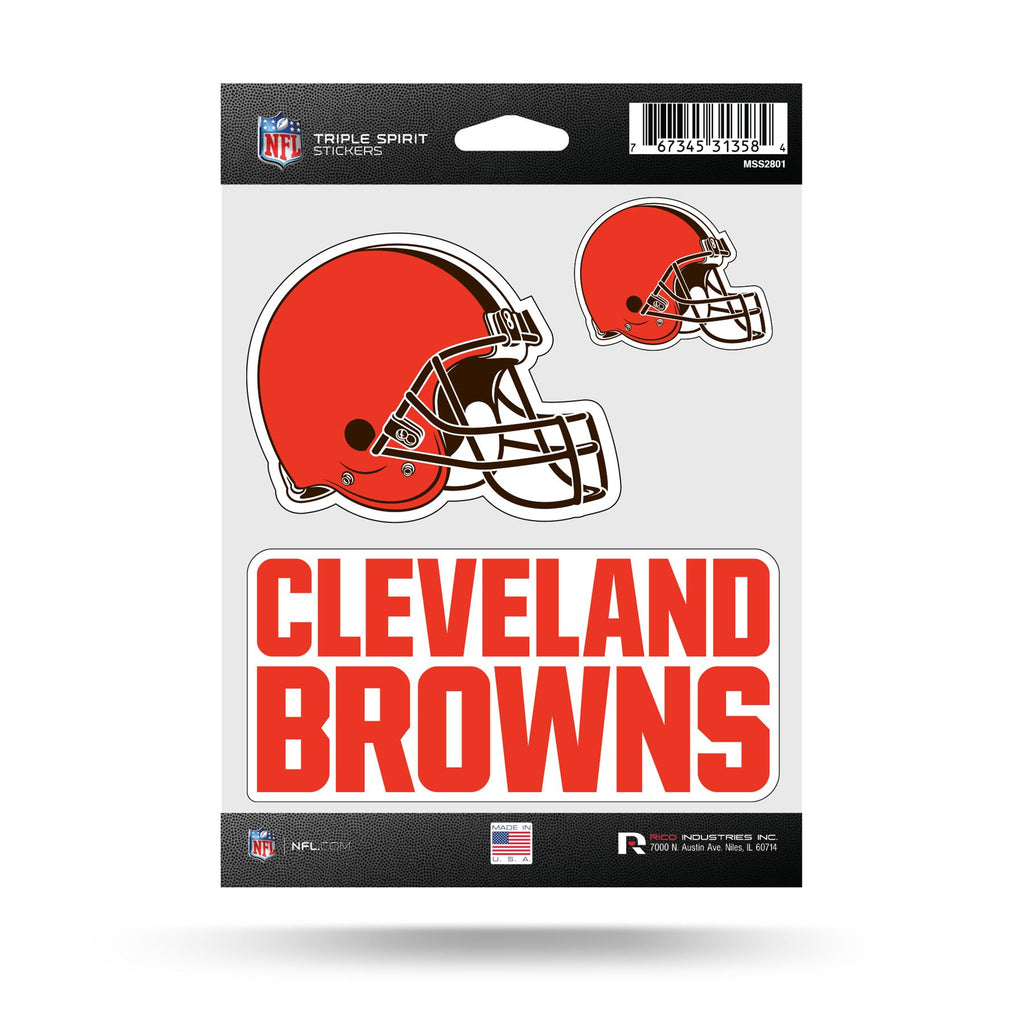 Rico NFL Cleveland Browns Triple Spirit Stickers 3 Pack Team Decals