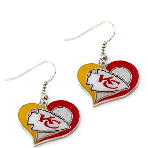 Aminco NFL Women's Kansas City Chiefs Swirl Heart Earrings