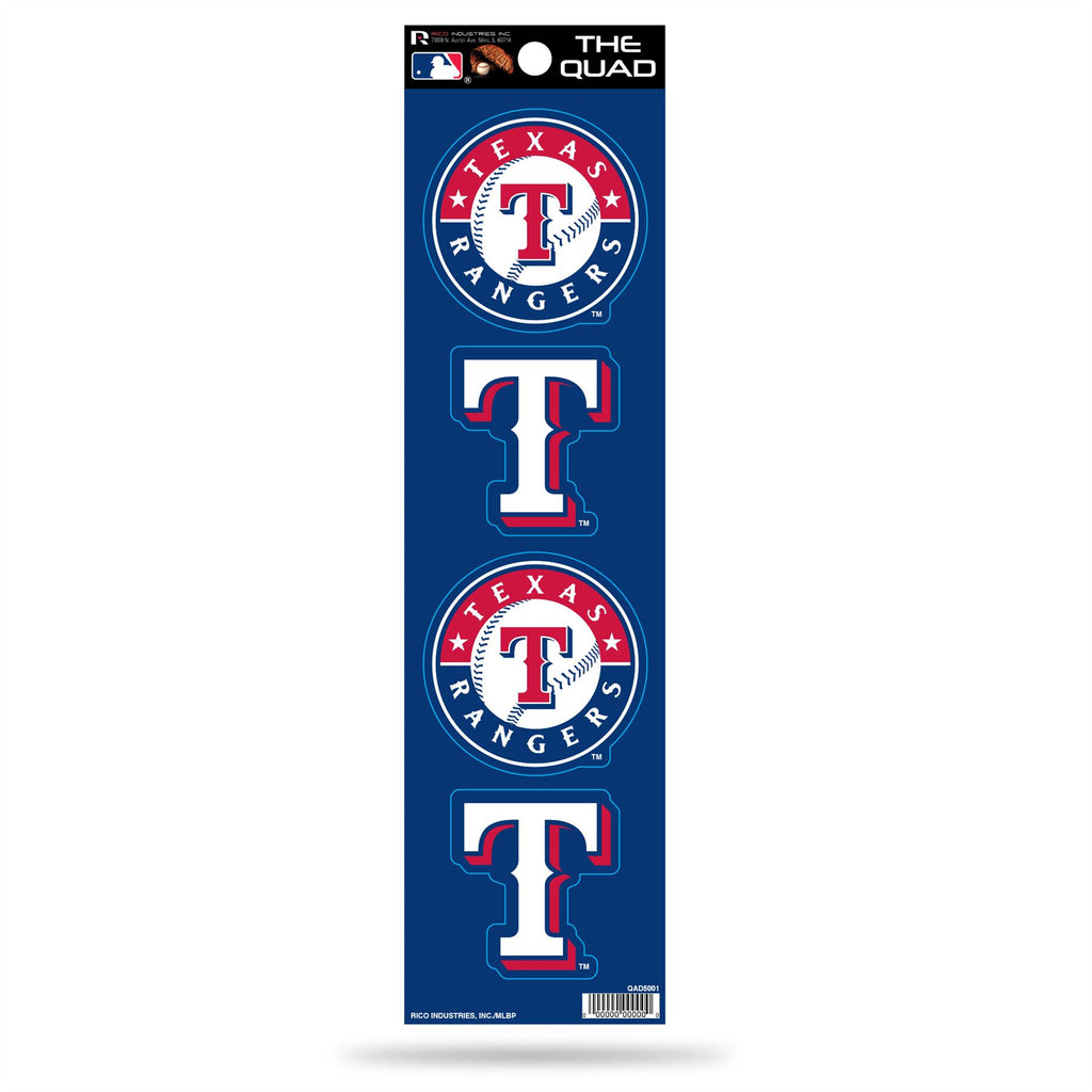Rico MLB Texas Rangers The Quad 4 Pack Auto Decal Car Sticker Set QAD
