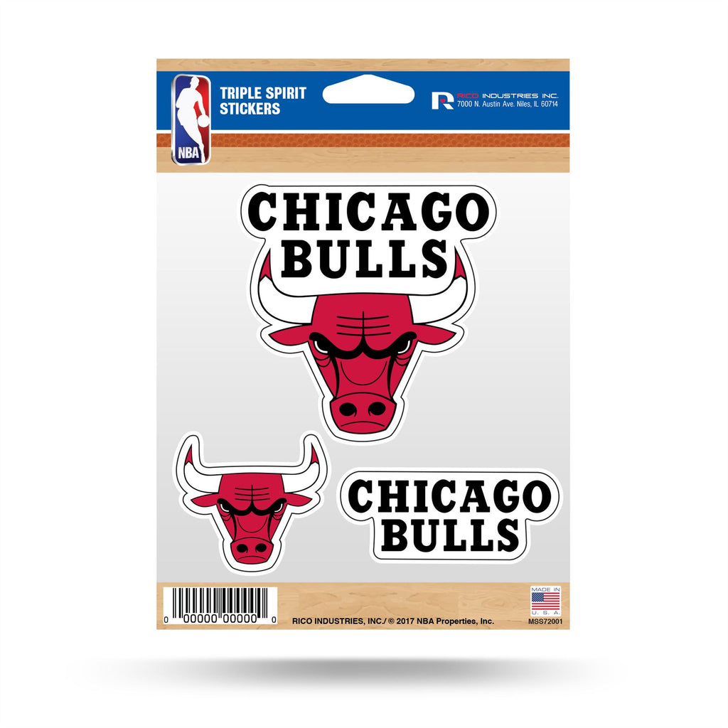 Rico NBA Chicago Bulls Triple Spirit Stickers 3 Pack Team Decals