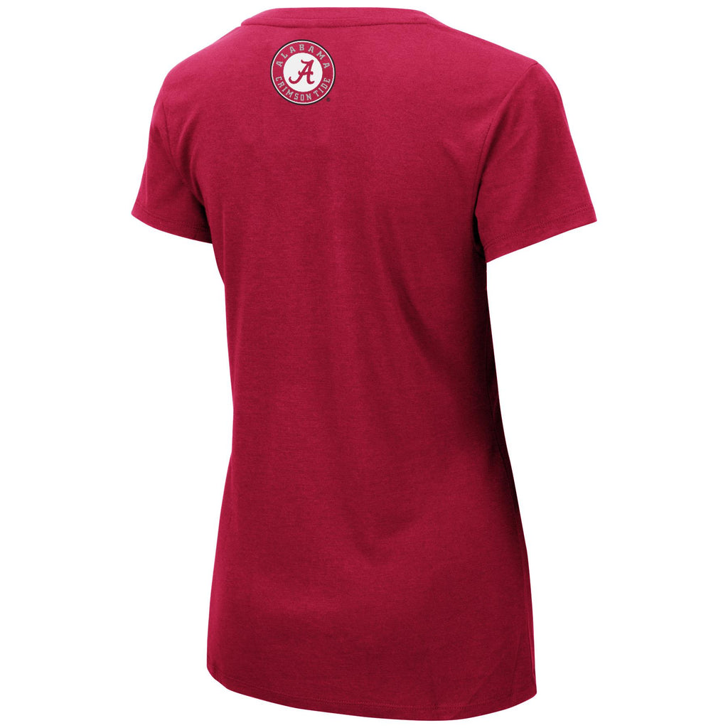 Colosseum NCAA Womens Alabama Crimson Tide Rose T-Shirt V-Neck Crimson/White