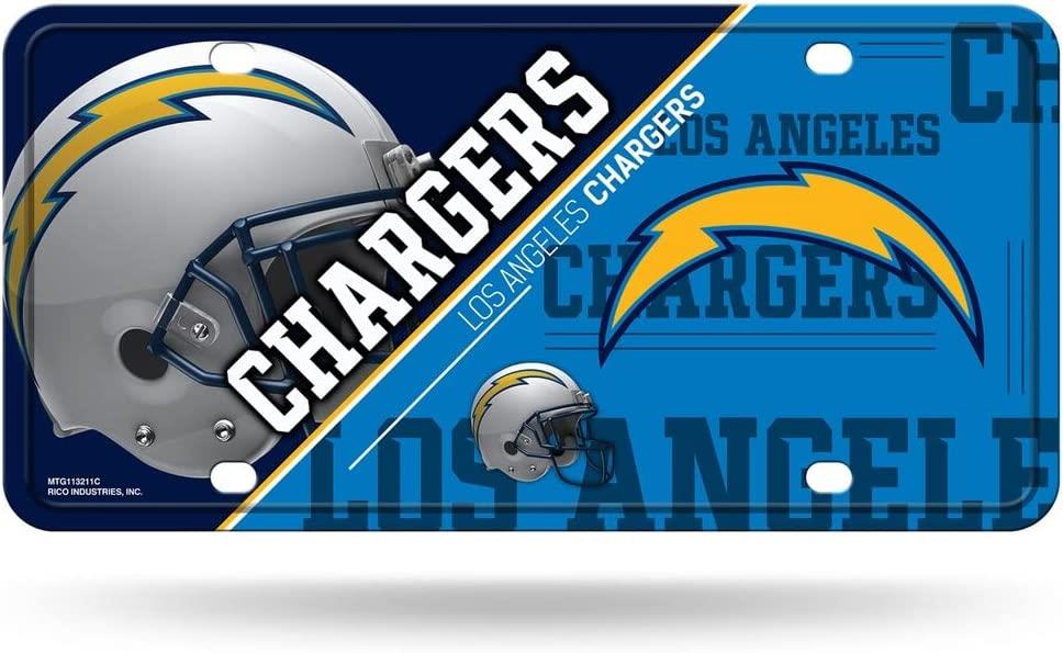 Rico NFL Los Angeles Chargers Split Design Auto Metal Tag MTG